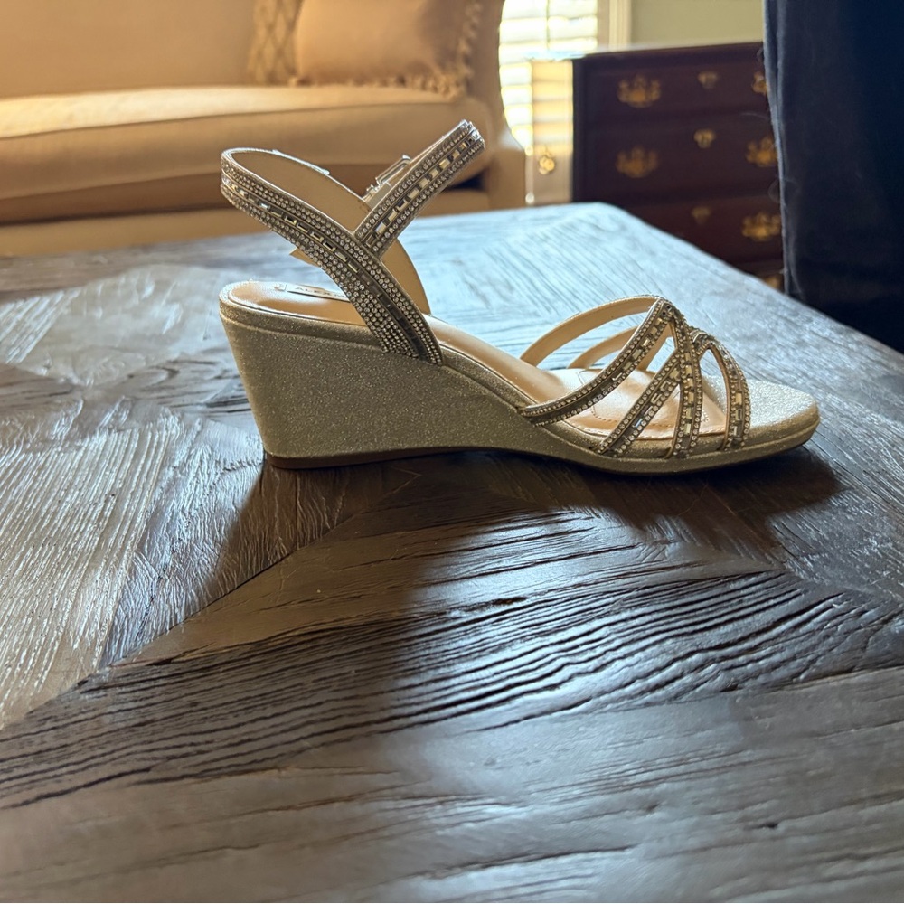 Alex Marie Glittering Silver Wedges